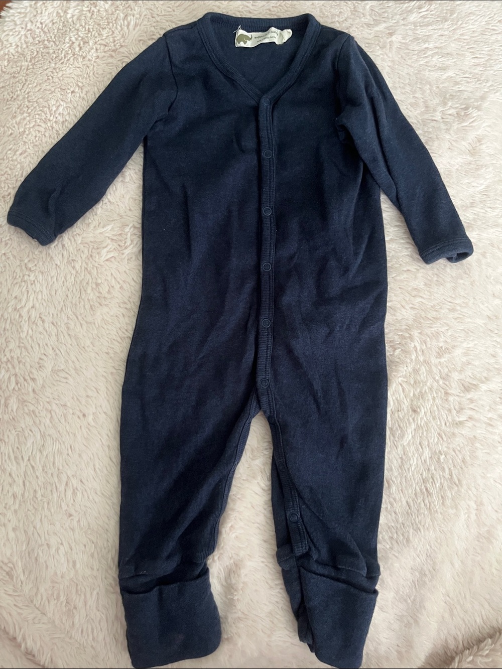 Monica + Andy Navy Long-Sleeve Footed One-Piece for Kids